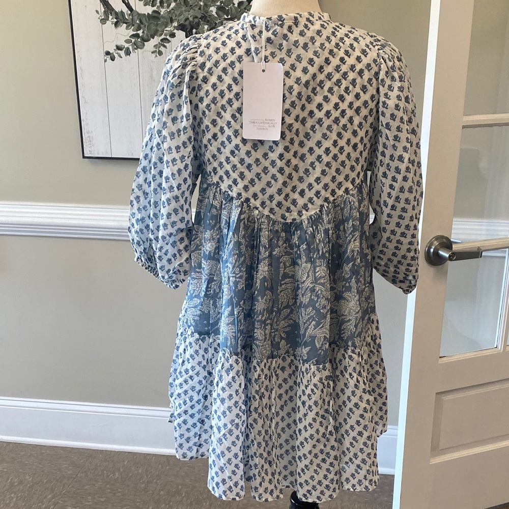 Daughters of India Blue and White Patterned Dress - Picture 5 of 11